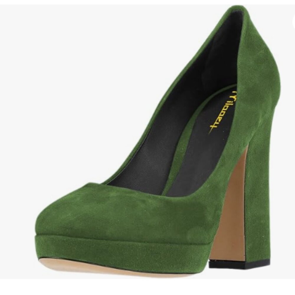 Green Suede Platform Heels